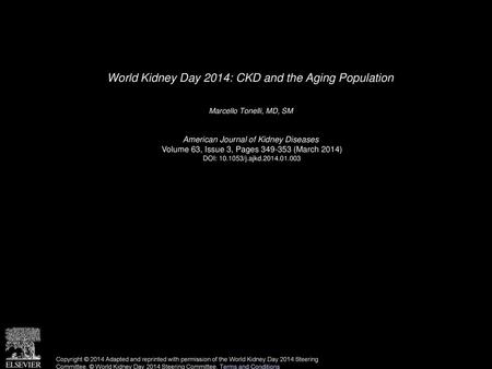 World Kidney Day 2014: CKD and the Aging Population