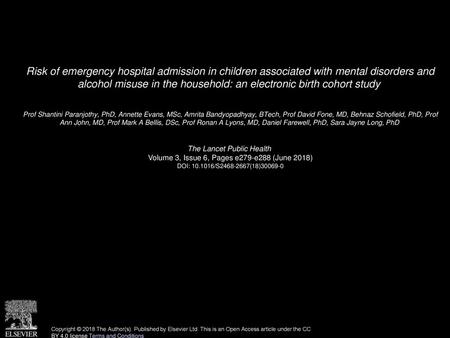 Risk of emergency hospital admission in children associated with mental disorders and alcohol misuse in the household: an electronic birth cohort study 
