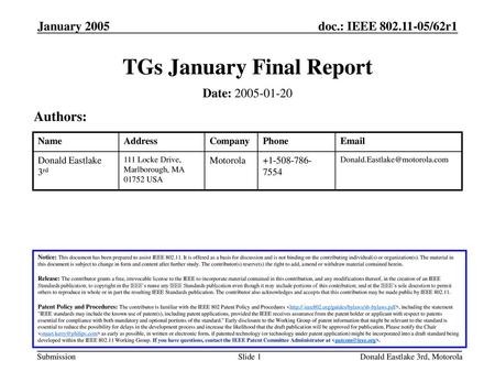 TGs January Final Report
