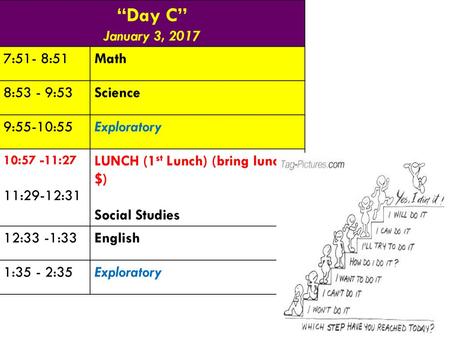 “Day C” January 3, :51- 8:51 Math 8:53 - 9:53 Science 9:55-10:55