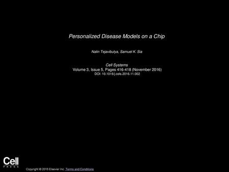 Personalized Disease Models on a Chip