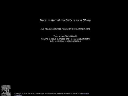 Rural maternal mortality ratio in China