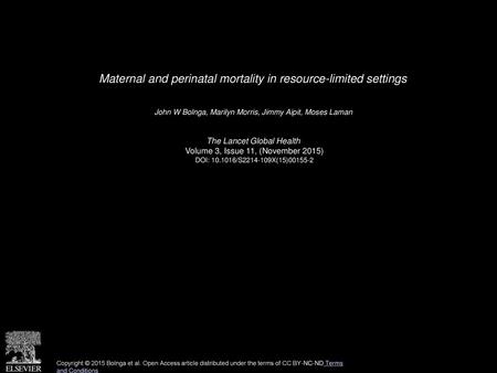 Maternal and perinatal mortality in resource-limited settings