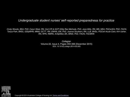 Undergraduate student nurses’ self-reported preparedness for practice