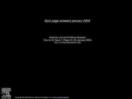 Quiz page answers january 2004