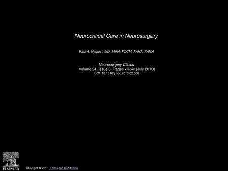 Neurocritical Care in Neurosurgery
