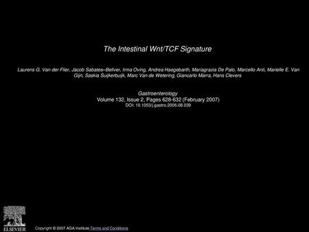 The Intestinal Wnt/TCF Signature