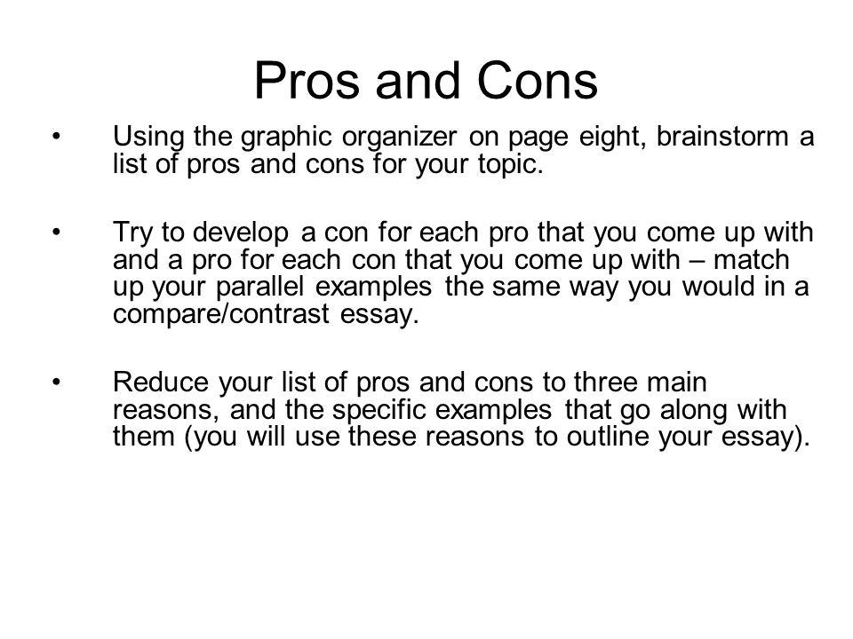 Pros and cons essay help
