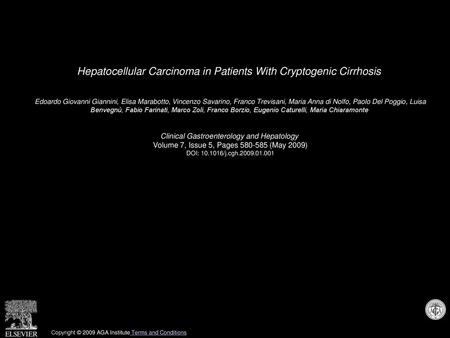 Hepatocellular Carcinoma in Patients With Cryptogenic Cirrhosis