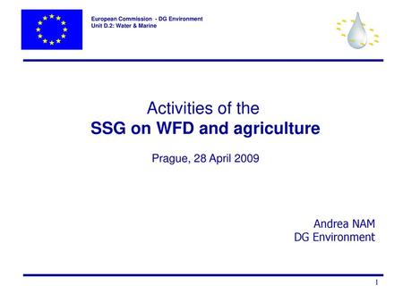 SSG on WFD and agriculture