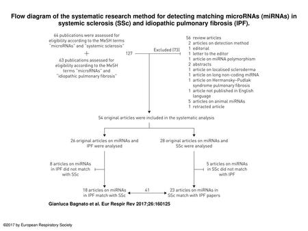 Flow diagram of the systematic research method for detecting matching microRNAs (miRNAs) in systemic sclerosis (SSc) and idiopathic pulmonary fibrosis.