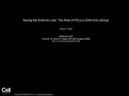 Saving the Ends for Last: The Role of Pol μ in DNA End Joining
