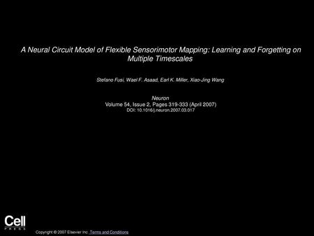 A Neural Circuit Model of Flexible Sensorimotor Mapping: Learning and Forgetting on Multiple Timescales  Stefano Fusi, Wael F. Asaad, Earl K. Miller,