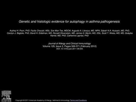 Genetic and histologic evidence for autophagy in asthma pathogenesis