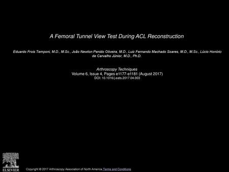 A Femoral Tunnel View Test During ACL Reconstruction
