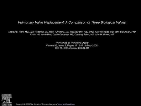 Pulmonary Valve Replacement: A Comparison of Three Biological Valves