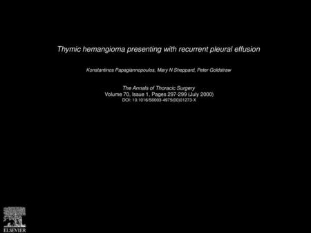 Thymic hemangioma presenting with recurrent pleural effusion