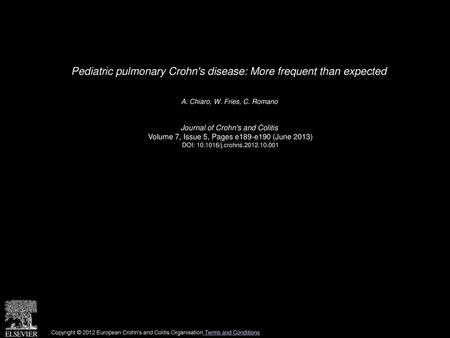 Pediatric pulmonary Crohn's disease: More frequent than expected