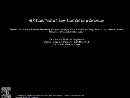ALK Status Testing in Non–Small Cell Lung Carcinoma