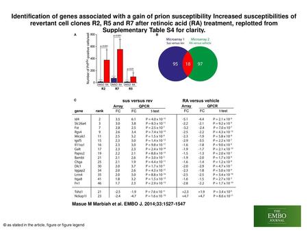 Identification of genes associated with a gain of prion susceptibility Increased susceptibilities of revertant cell clones R2, R5 and R7 after retinoic.