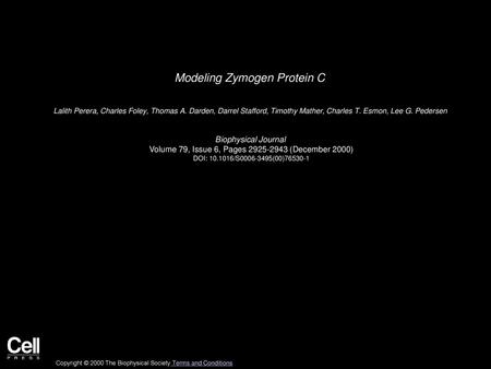 Modeling Zymogen Protein C