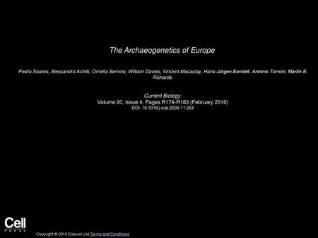 The Archaeogenetics of Europe