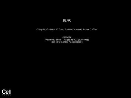 BLNK Immunity Volume 9, Issue 1, Pages (July 1998)