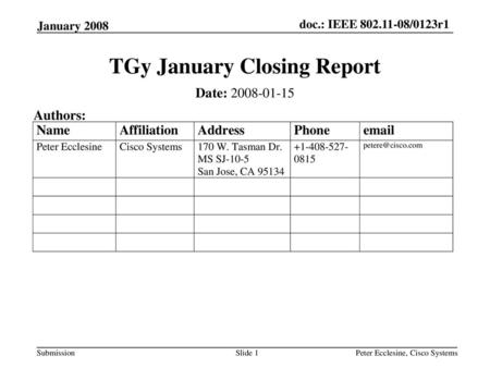 TGy January Closing Report