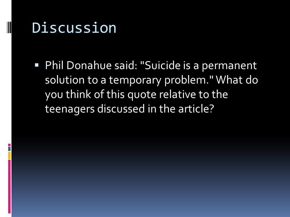 Teenagers and Suicide
