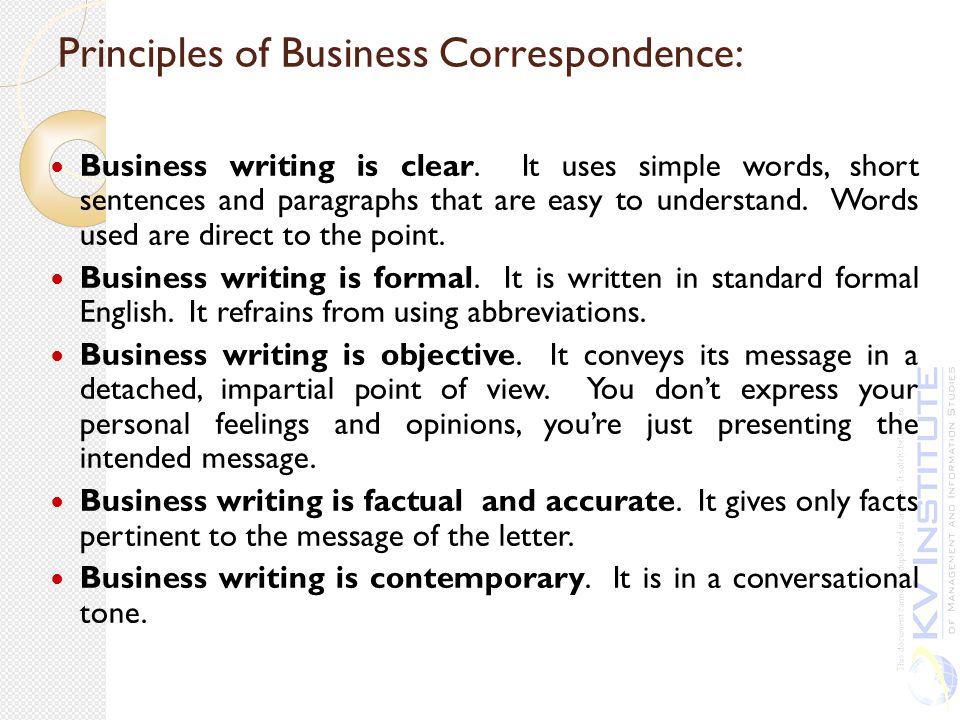 purpose of business correspondence