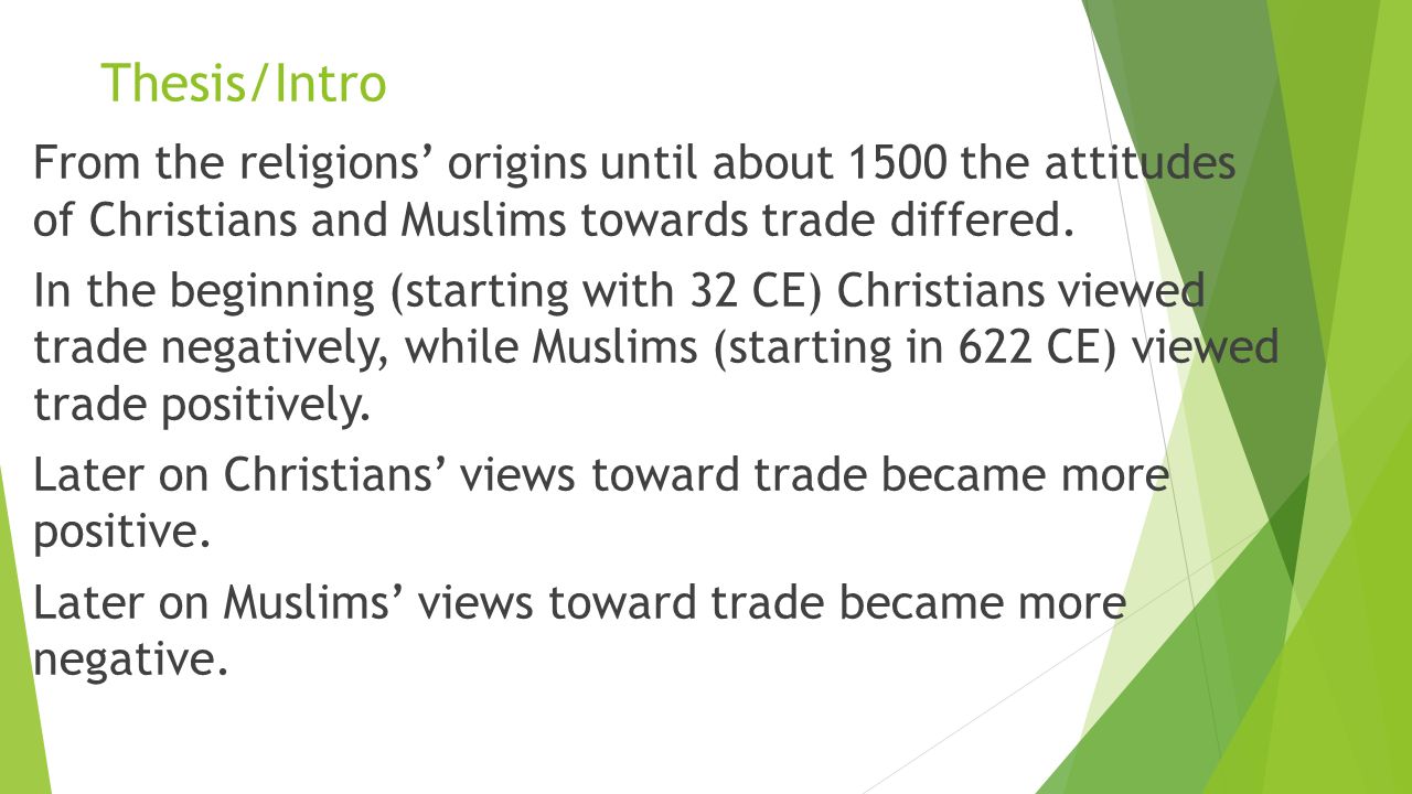 Views of Christianity and Islam Towards Trade