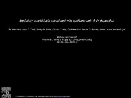 Medullary amyloidosis associated with apolipoprotein A-IV deposition