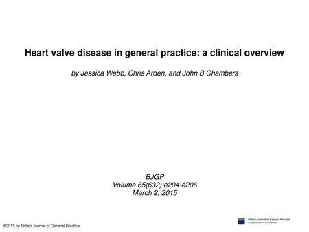 Heart valve disease in general practice: a clinical overview
