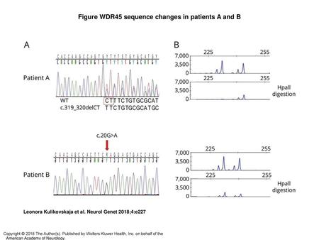 Figure WDR45 sequence changes in patients A and B
