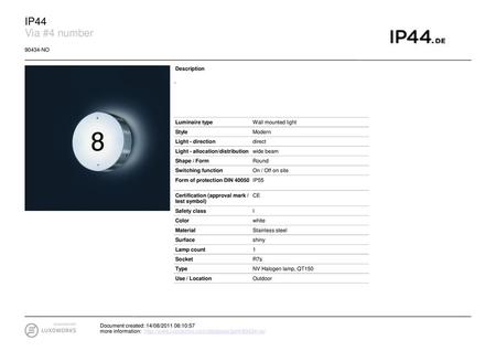IP44 Via #4 number NO Description - Luminaire type