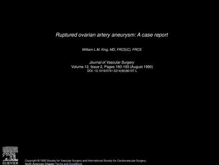 Ruptured ovarian artery aneurysm: A case report