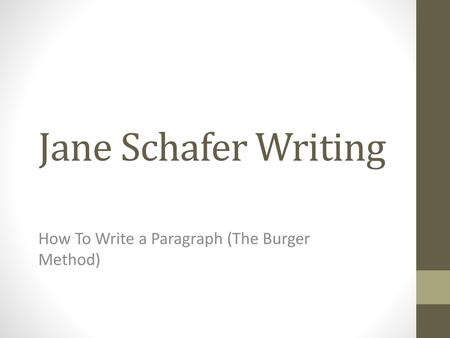 How To Write a Paragraph (The Burger Method)