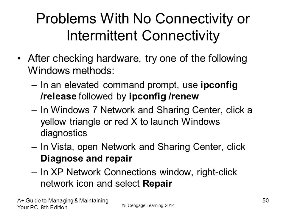 Network Connection Drops Intermittently Vista