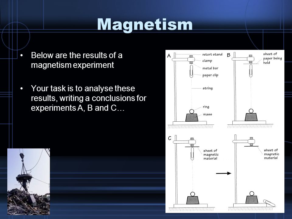 Magnetism Below are the results of a magnetism experiment