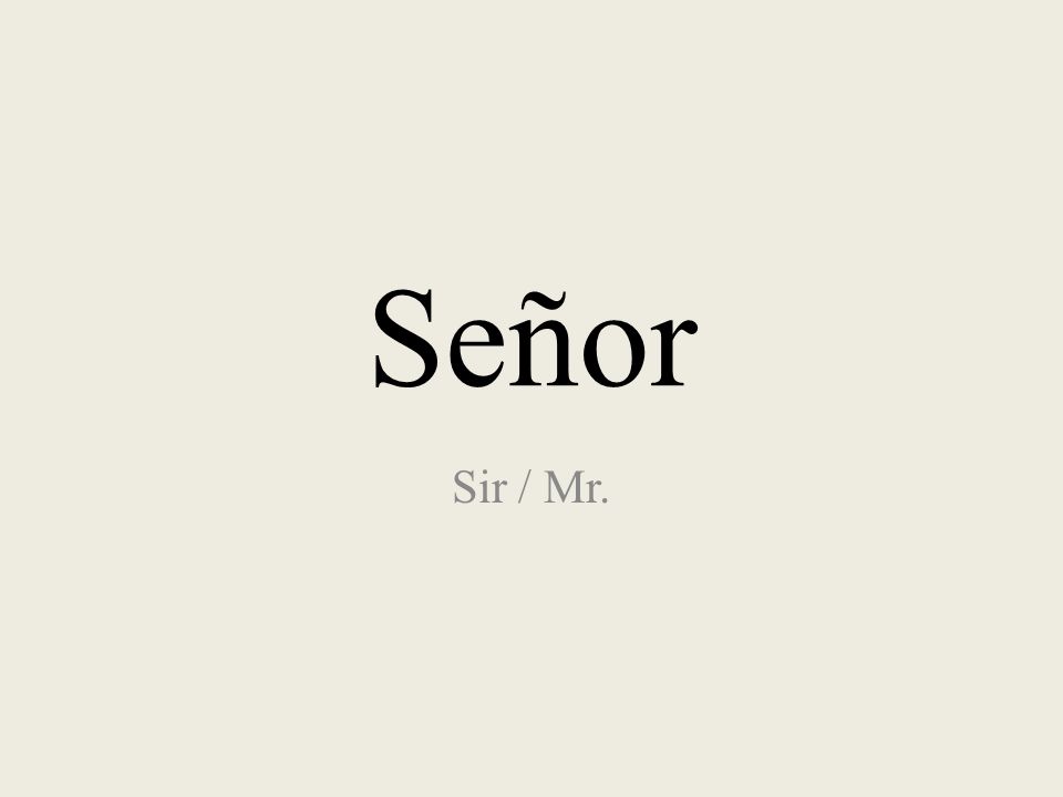 Señor Sir / Mr.