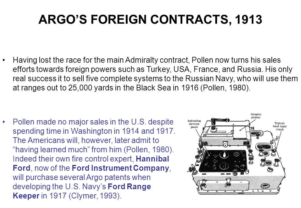 ARGO’S FOREIGN CONTRACTS, 1913