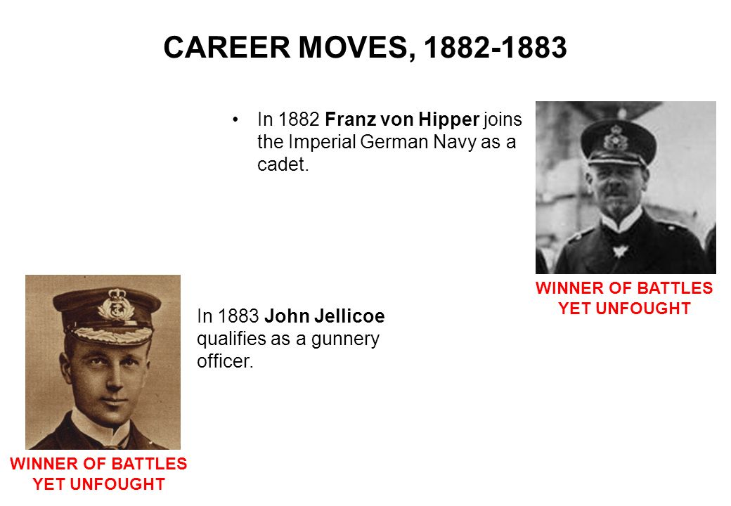 CAREER MOVES, In 1882 Franz von Hipper joins the Imperial German Navy as a cadet. WINNER OF BATTLES.
