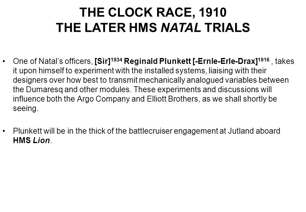 THE LATER HMS NATAL TRIALS
