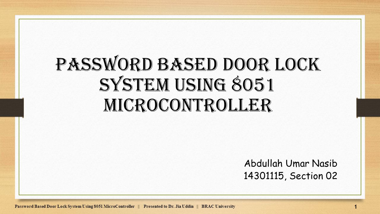 Password Based Door Lock System Using 8051 Microcontroller Ppt Video Online Download