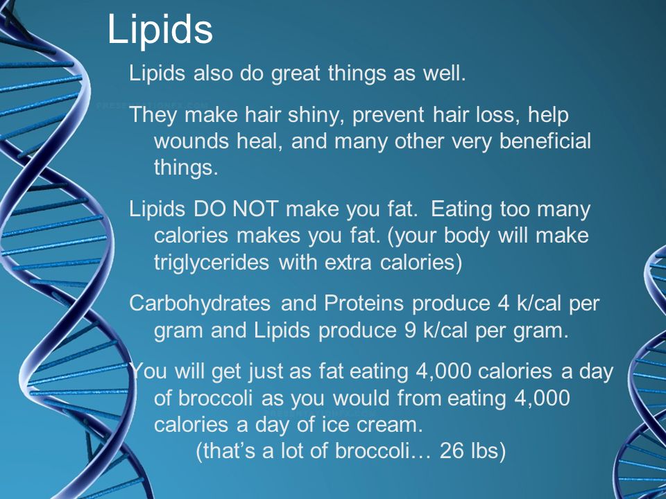 Lipids Lipids also do great things as well.