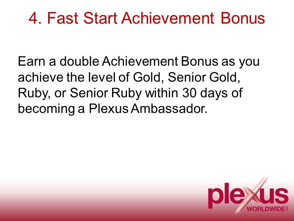 4. Fast Start Achievement Bonus
