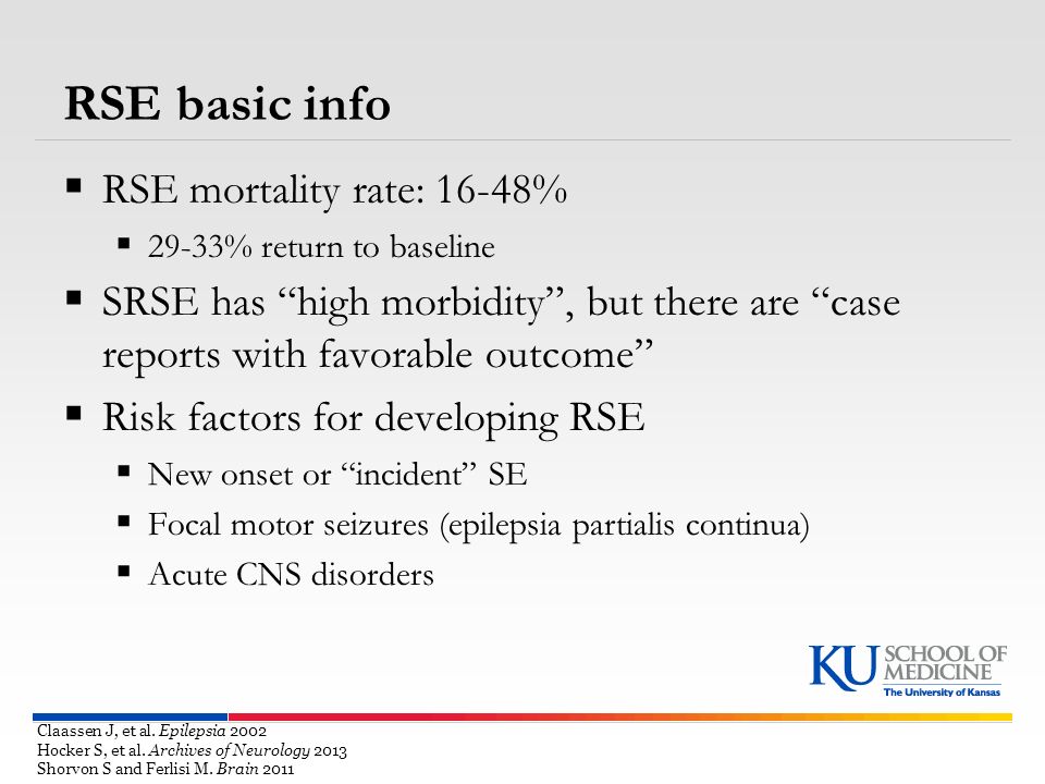 RSE basic info RSE mortality rate: 16-48%