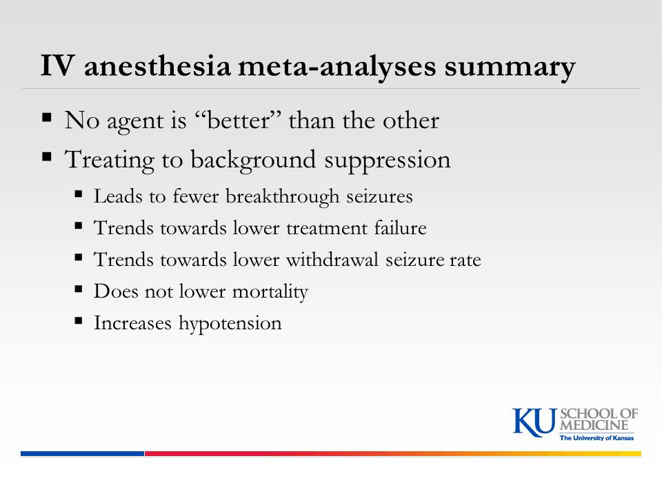 IV anesthesia meta-analyses summary
