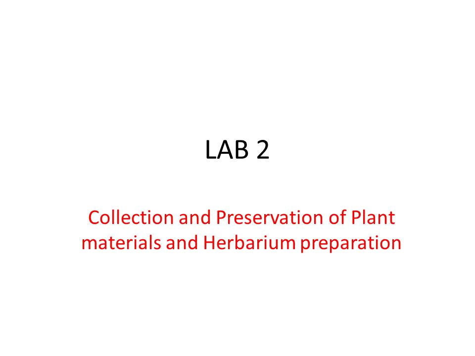 Lab 2 Collection And Preservation Of Plant Materials And Herbarium Preparation