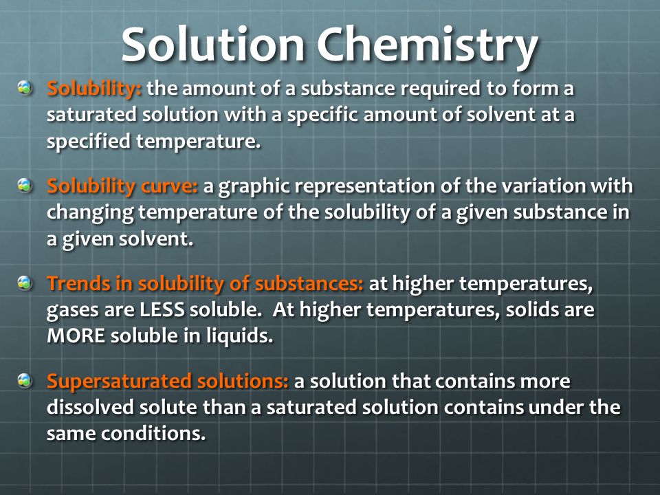 Solution Chemistry